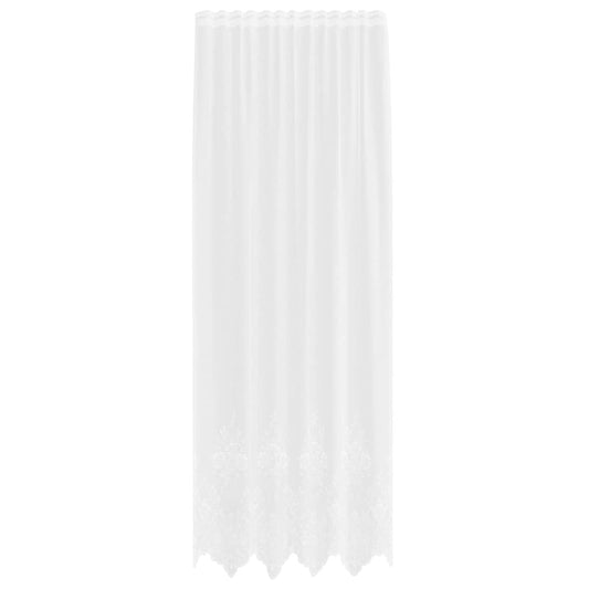 Spitzenvorhang mit Vorhängen Floral Weiß 260 x 150 cm Polyester