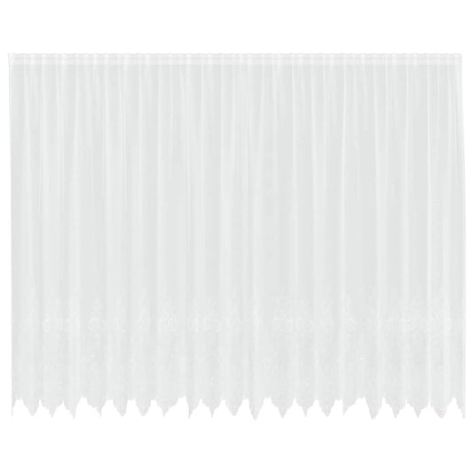 Spitzenvorhang mit Vorhängen Floral Weiß 240 x 500 cm Polyester
