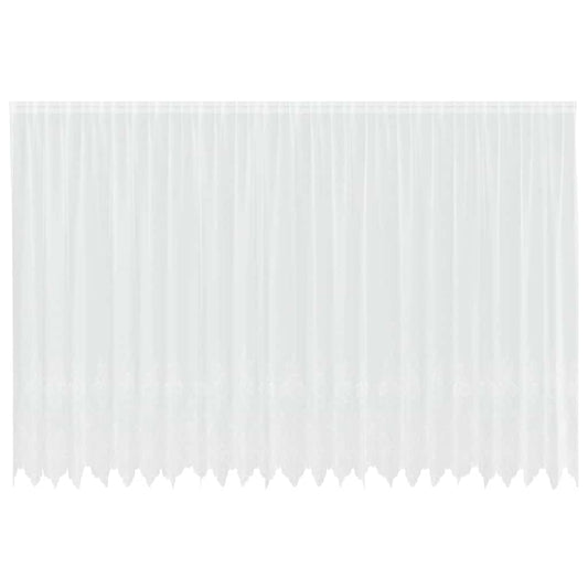 Spitzenvorhang mit Vorhängen Floral Weiß 240 x 600 cm Polyester