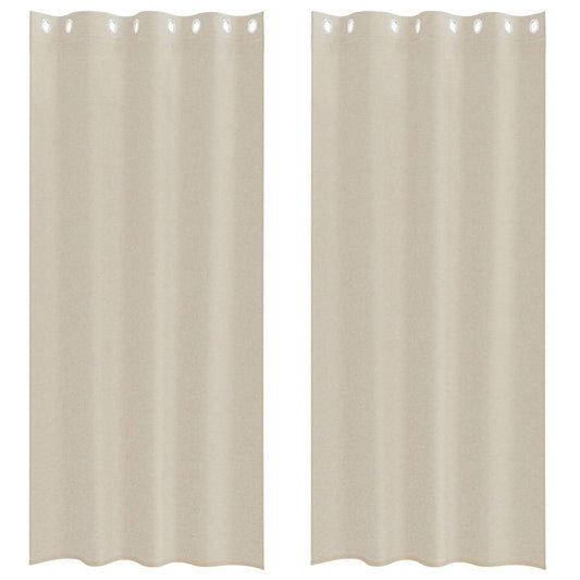 Voile-Vorhang mit Vorhängen 2 pcs Sand 245 x 140 cm Polyester