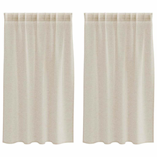 Voile-Vorhang mit Vorhängen 2 pcs Sand 140 x 140 cm Polyester