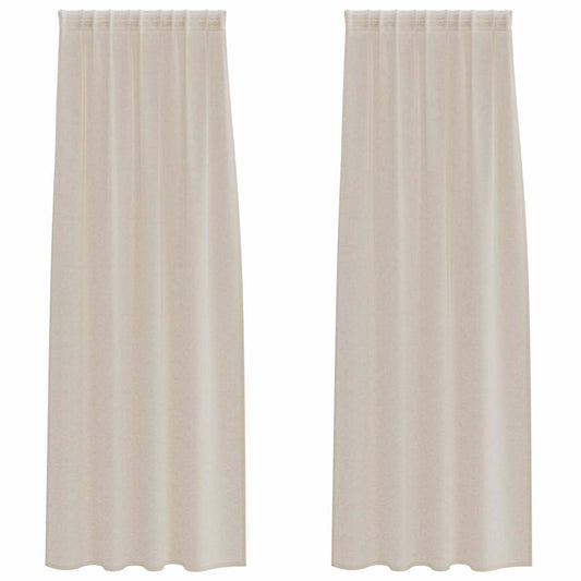 Voile-Vorhang mit Vorhängen 2 pcs Sand 260 x 140 cm Polyester