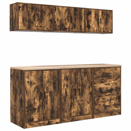 Garagenschränke 6 Stk. Räuchereiche Holzwerkstoff