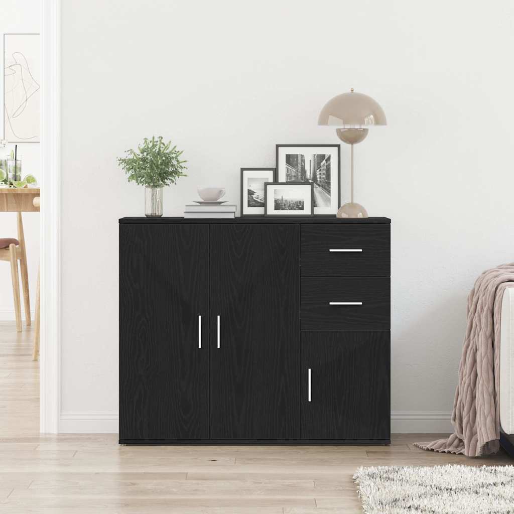 Skænk Sort Eg Look 91x29,5x75 cm Træmateriale