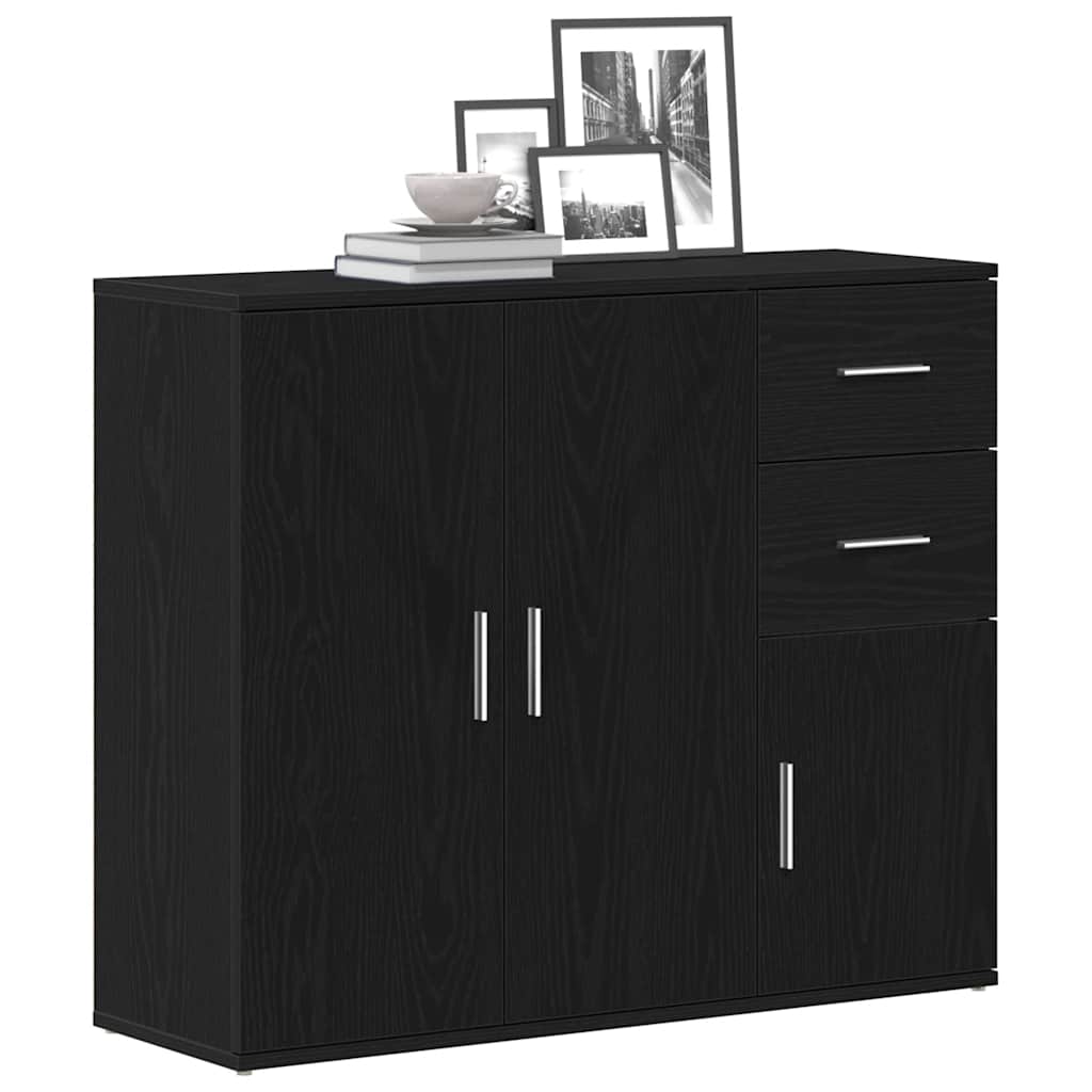 Skænk Sort Eg Look 91x29,5x75 cm Træmateriale
