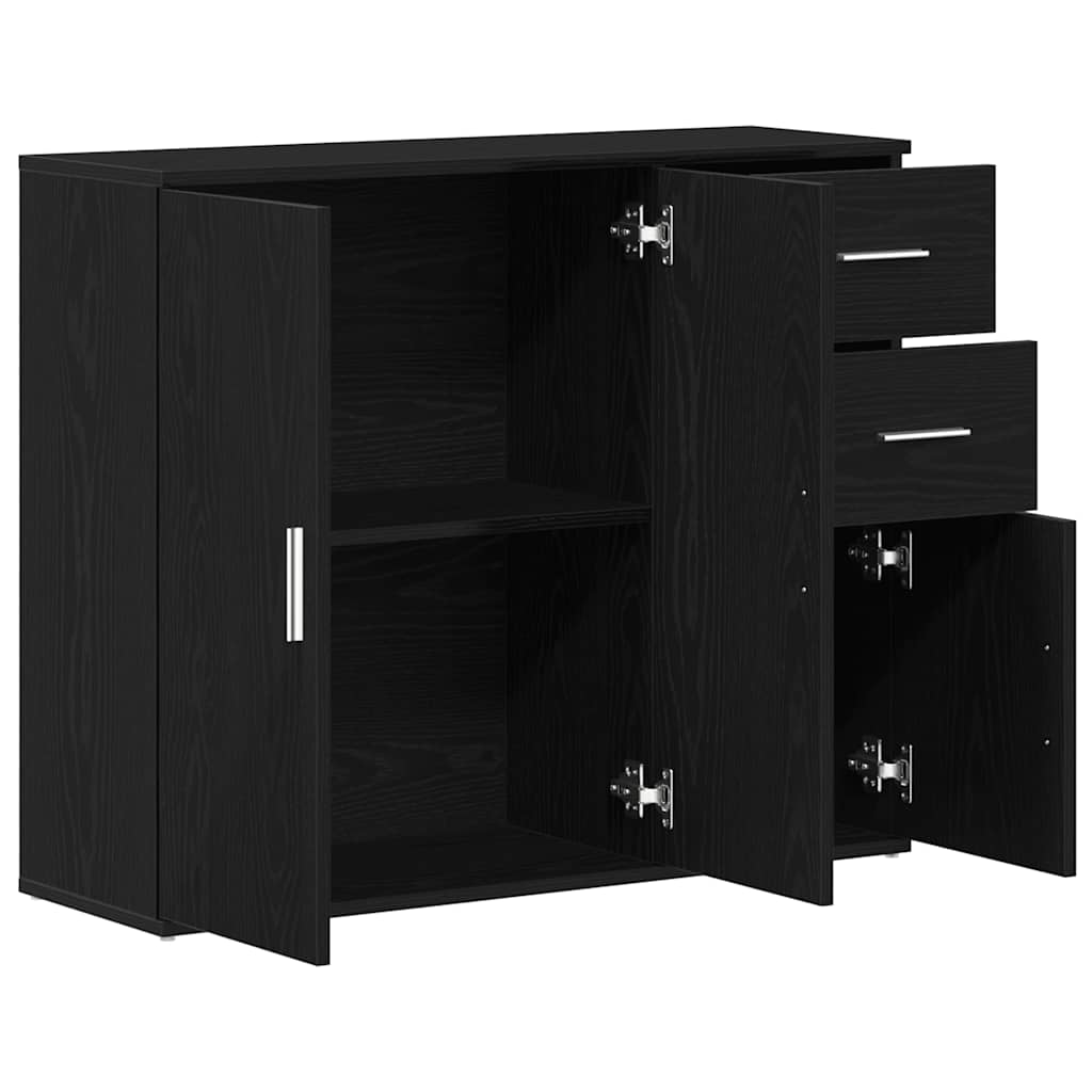 Skænk Sort Eg Look 91x29,5x75 cm Træmateriale