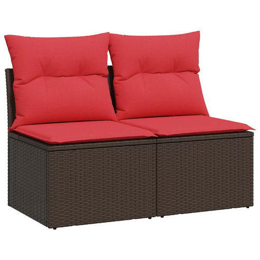 2-tlg. Garten-Sofagarnitur mit Kissen Braun Poly Rattan Akazie