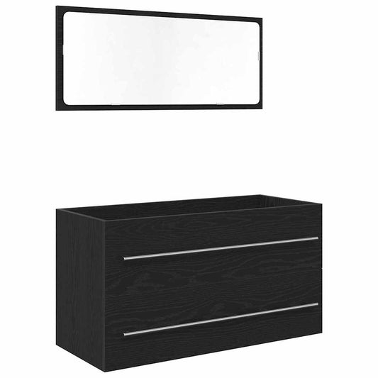 Waschbecken-Schrank Schwarz Eichen-Optik 90 x 45 x 1.5 cm