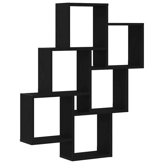 Wandregal Schwarz Eichen-Optik 78 x 15 x 92 cm Holzwerkstoff