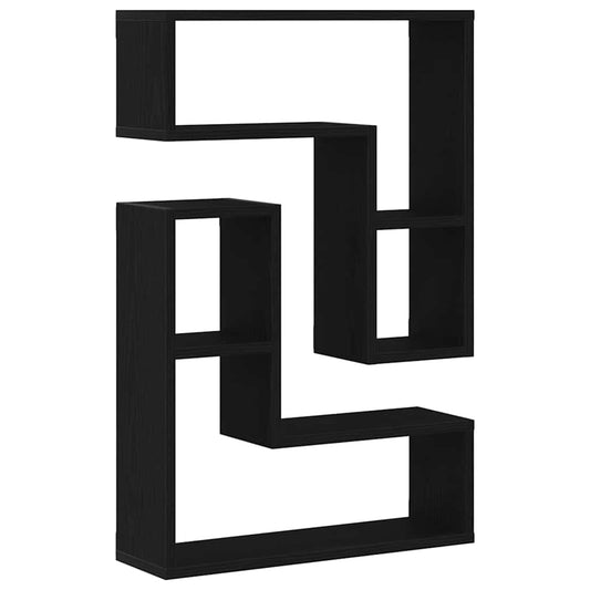 Wandregale mit Regal 2 pcs Schwarz Eichen-Optik 50 x 15 x 85 cm