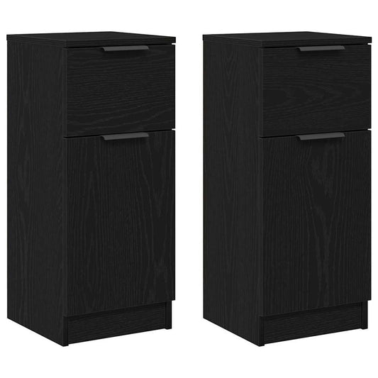 Sideboard 2 pcs Schwarz Eichen-Optik 30 x 30 x 70 cm