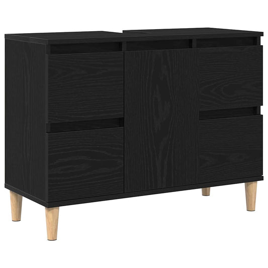 Waschbeckenschrank mit Tür Schwarz Eichen-Optik 80 x 33 x 60 cm