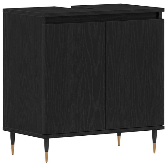 Waschbeckenschrank mit Tür Schwarz Eichen-Optik 58 x 33 x 60 cm