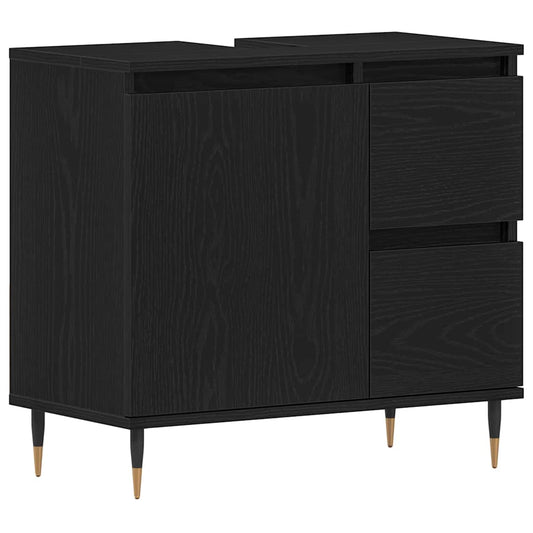 Badezimmerschrank mit Tür Schwarz Eichen-Optik 65 x 33 x 60 cm