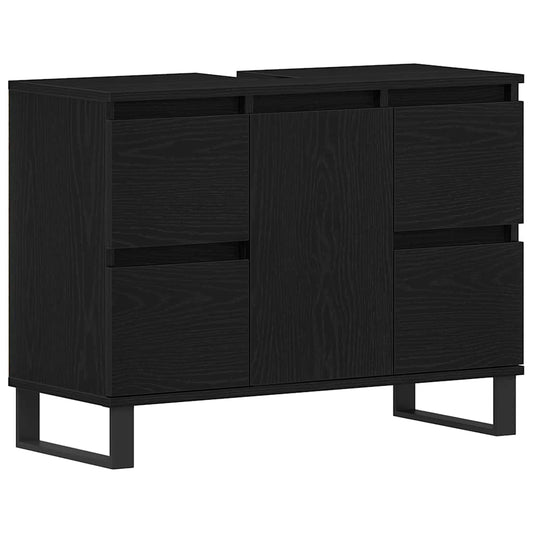 Badezimmerschrank mit Tür Schwarz Eichen-Optik 80 x 33 x 60 cm
