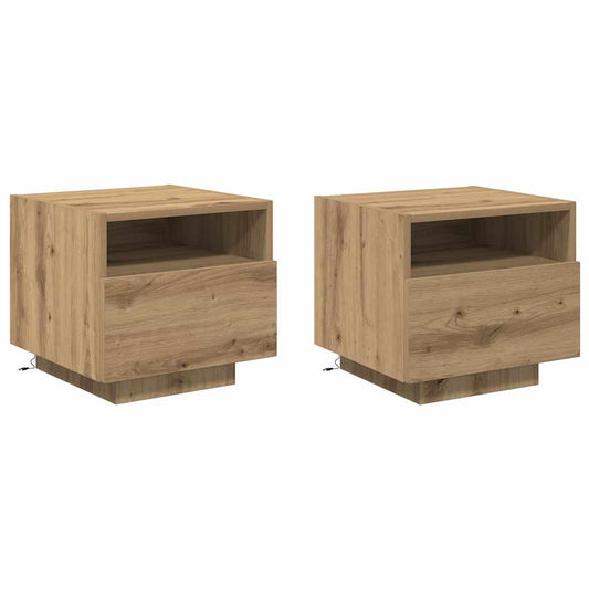 Nachttisch 2 pcs Eiche handwerklich 40 x 39 x 37 cm