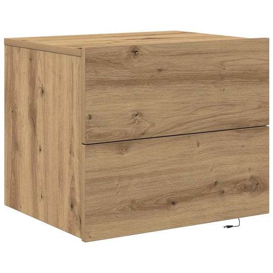 Wandmontierter Nachtschrank Eiche handwerklich 50 x 39 x 41 cm