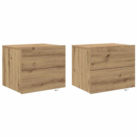 Wandmontierter Nachtschrank 2 pcs Eiche handwerklich