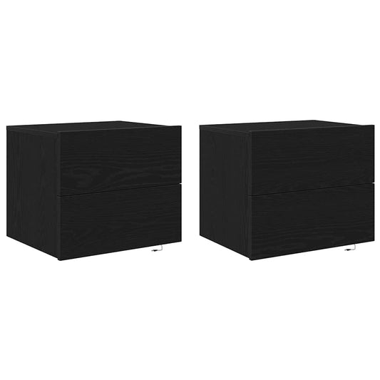 Wandmontierter Nachtschrank mit Schubladen 2 pcs Schwarze Eiche