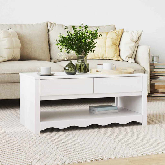 Couchtisch Drammen Weiß 99 x 55 x 45 cm Massivholz Kiefer