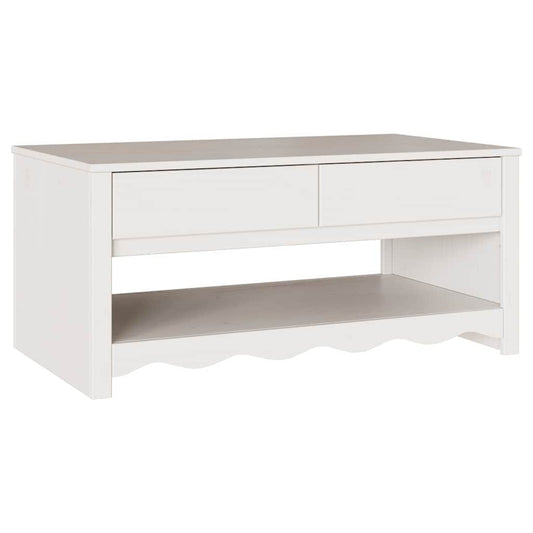 Couchtisch Drammen Weiß 99 x 55 x 45 cm Massivholz Kiefer