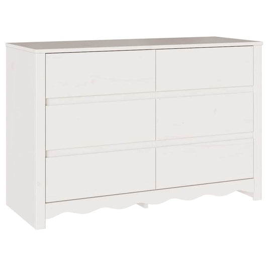 Kommode Drammen Weiß 111 x 43 x 73,5 cm Massivholz Kiefer