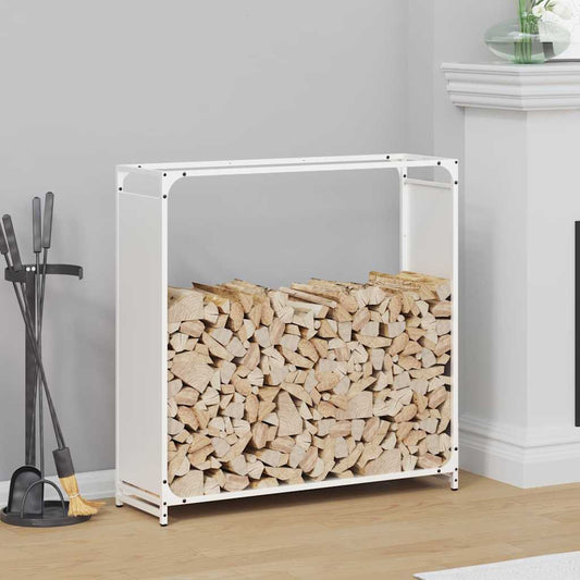 Brændestativ Hvid 90x28x90 cm Koldvalset stål