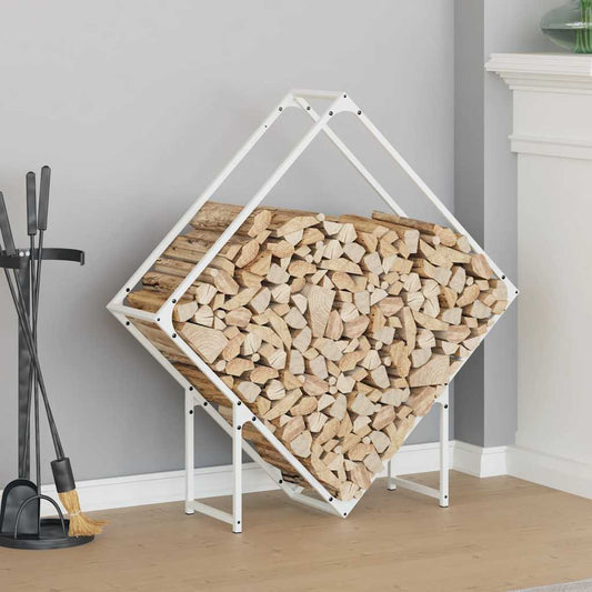 Brændestativ Hvid 100x25x100 cm Koldvalset stål