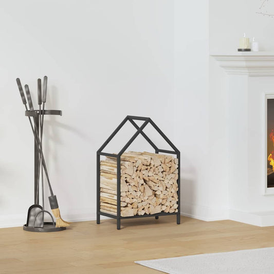Brændestativ Sort 40x25x60 cm Koldvalset Stål