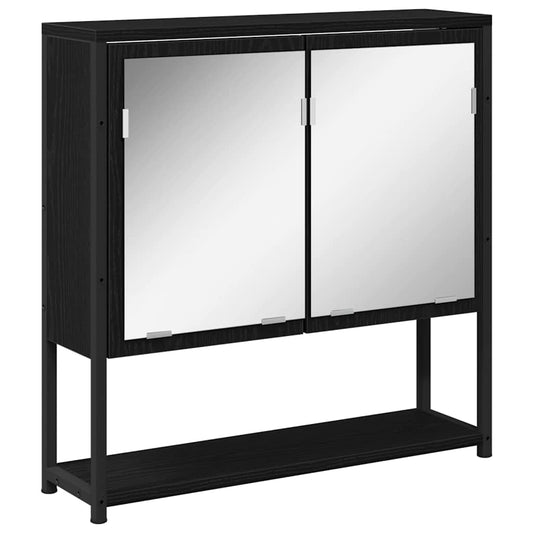 Badezimmerspiegelschrank Schwarz Eichen-Optik 60 x 16 x 60 cm