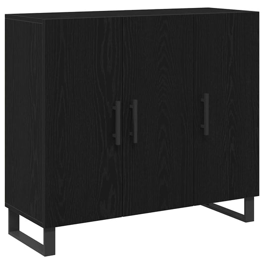 Sideboard Schwarz Eichen-Optik 90 x 34 x 80 cm Holzwerkstoff