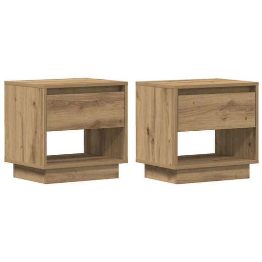 Nachttisch 2 pcs Eiche handwerklich 45 x 34 x 44 cm