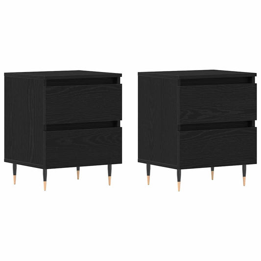 Nachttisch 2 pcs Schwarz Eichen-Optik 40 x 35 x 50 cm