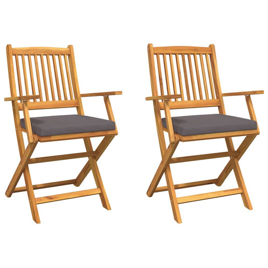 Klappstuhl 2 pcs Grau 49 x 57,5 x 92 cm Massivholz Akazie
