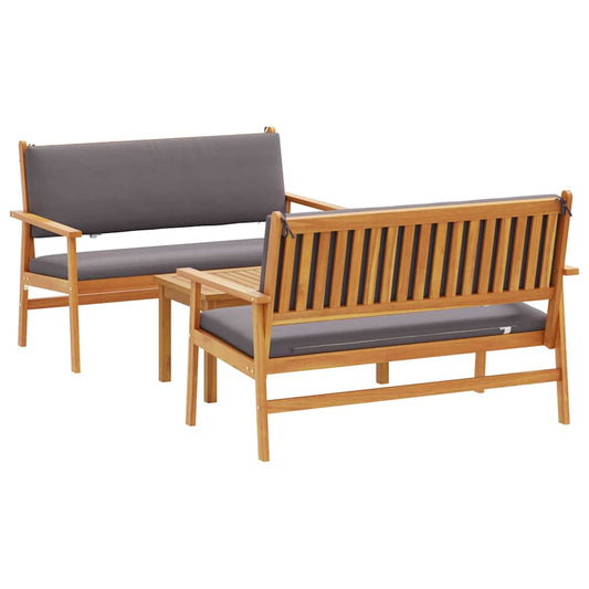 Garten-Sofa-Set 3 pcs Braun 75 x 45 x 38cm Massivholz Akazie