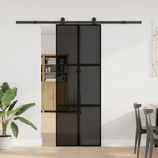 Schiebetür mit Beschlag 76x205 cm Hartglas & Aluminium