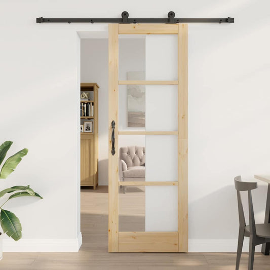 Schiebetür ORKDAL Braun 73,5 x 211 cm Holz und Metall