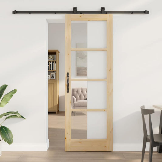 Schiebetür ORKDAL Braun 73,5 x 211 cm Holz und Metall