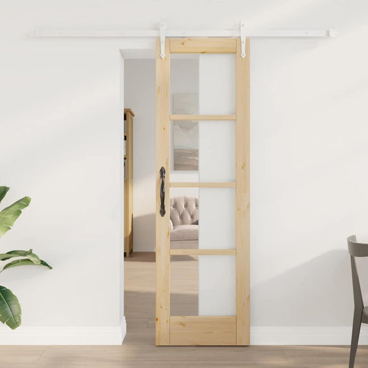 Schiebetür Braun 61 x 198,5 cm Holz und Metall