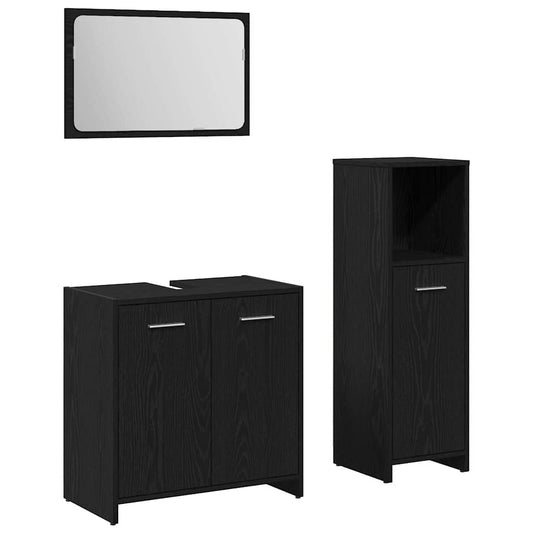 Badezimmermöbelset 3 pcs Schwarz Eichen-Optik 60 x 33 x 60 cm