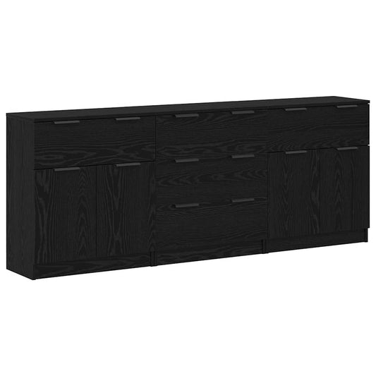 Sideboard 3 pcs Schwarz Eichen-Optik 181 x 30 x 70 cm