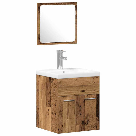 Badezimmermöbelset Wandmontiert 3 pcs Altholz 41 x 38,5 x 46 cm