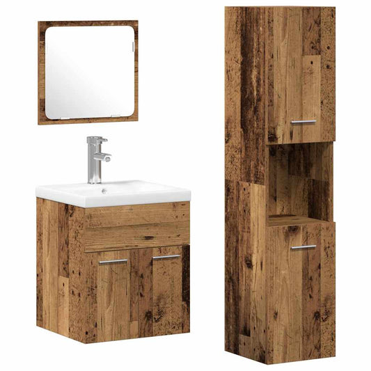 Badezimmermöbel Set mit Tür 4 pcs Altholz 41 x 38,5 x 46 cm