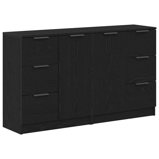 Sideboard Schwarz Eichen-Optik 180 x 30 x 70 cm Holzwerkstoff