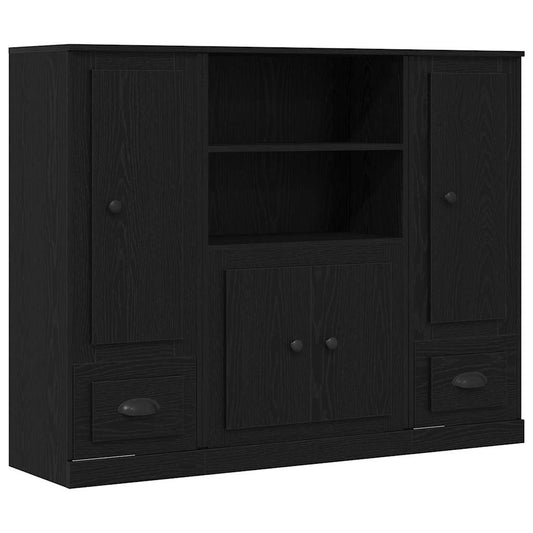 Highboard Schwarz Eichen-Optik 132 x 35,5 x 103,5 cm