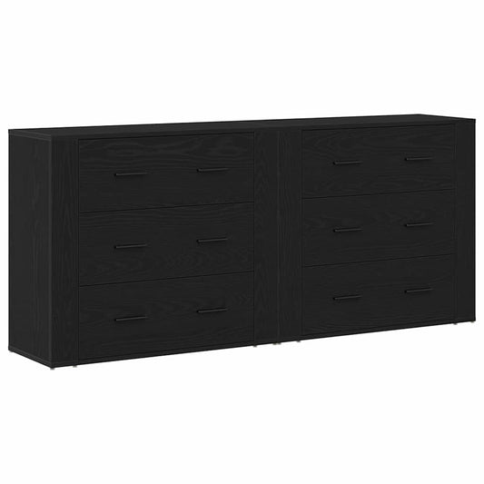 Sideboard Schwarz Eichen-Optik 160 x 33 x 70 cm Holzwerkstoff