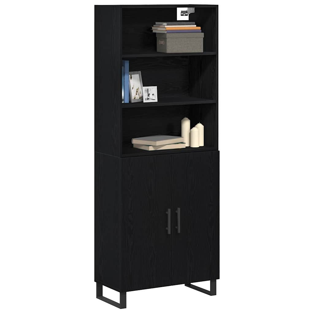 Highboard Schwarz-Eiche 69.5x34x180 cm Holzwerkstoff