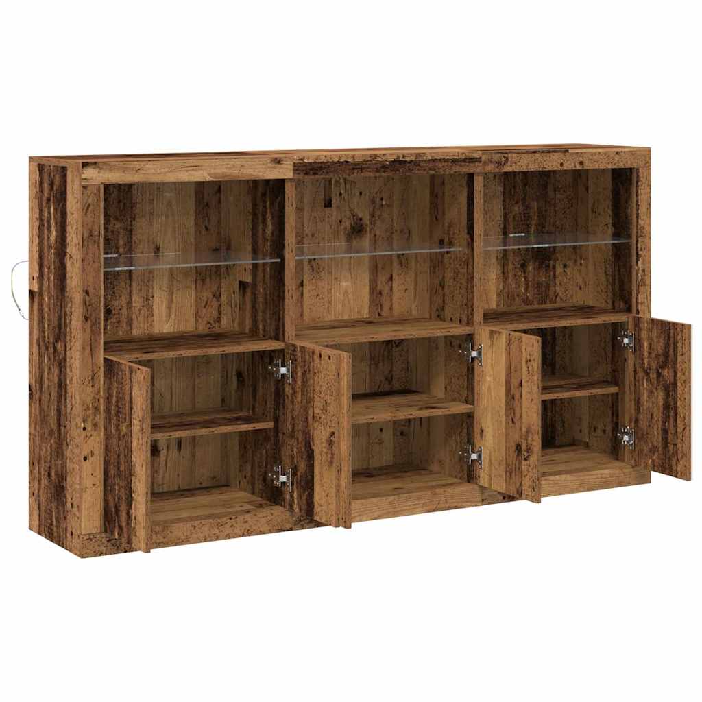 Sideboard mit LED-Lichtern Altes Holz 181,5 x 37 x 100 cm