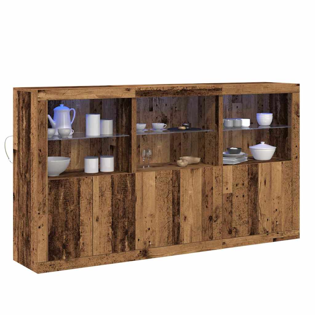 Sideboard mit LED-Lichtern Altes Holz 181,5 x 37 x 100 cm