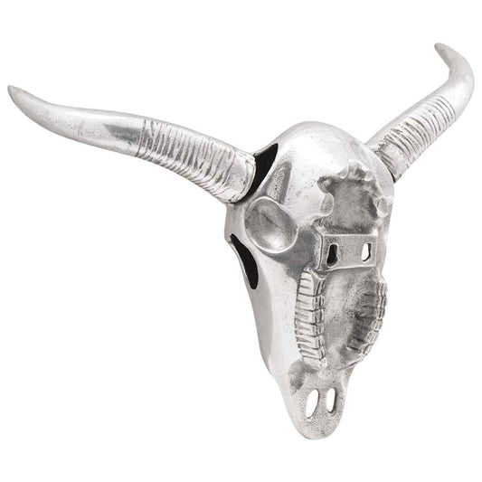 Bullen Schädel Silber 49 x 10 x 36 cm Aluminium